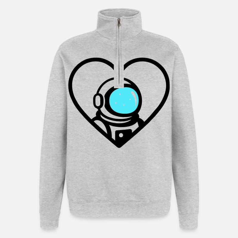 Astronaut Heart Space Cosmo Helm - Quarter-Zip-Sweatshirt - Grau meliert