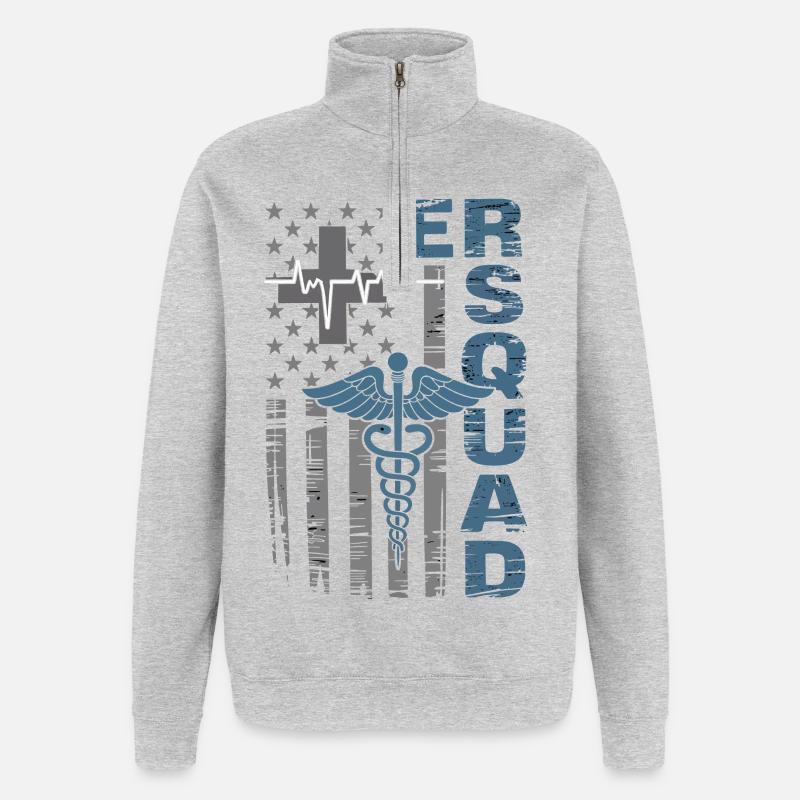 Écusson d’urgence du caducée - Sweat à zip 1/4 - gris chiné