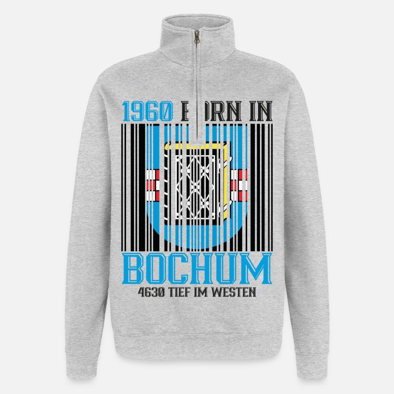 1960 Bochum Schild Emblem - Quarter-Zip-Sweatshirt - Grau meliert