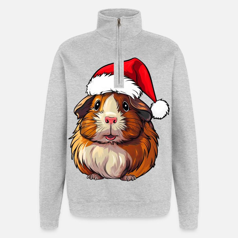 Cochons d'Inde de Noël - Sweat à zip 1/4 - gris chiné