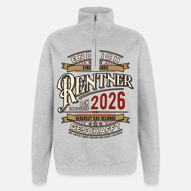 Retraités 2026 - Retraite - Pension - Sweat à zip 1/4 - gris chiné