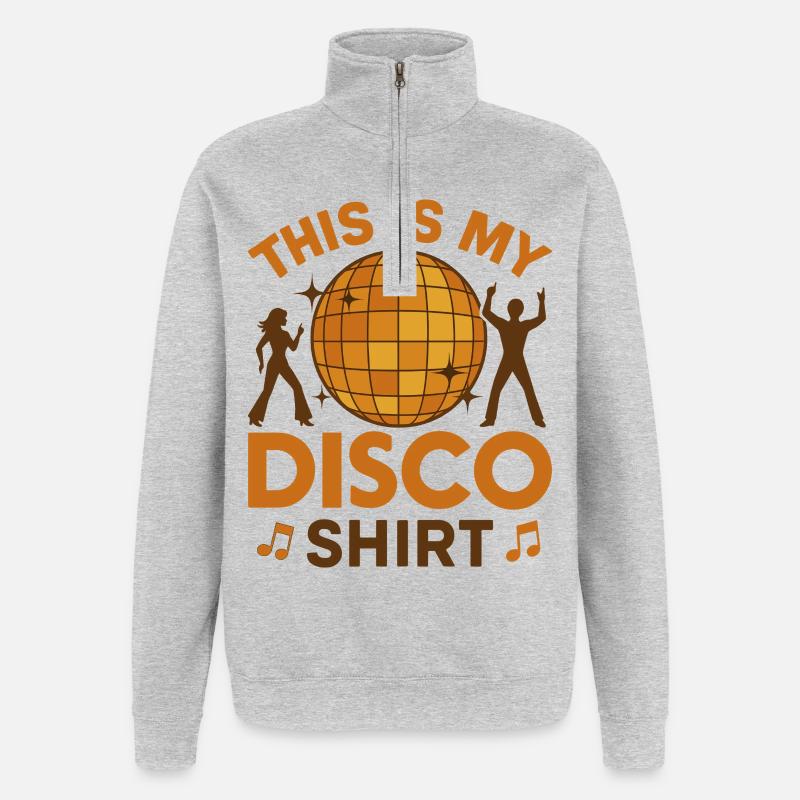 Disco 70s 80s Disco Party Outfit Discotheque - Quarter-Zip Sweatshirt - heather grey