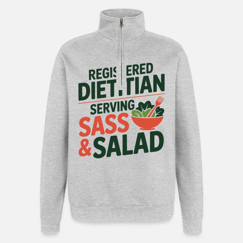 Registered Dietitian Serving Sass & Salad Expert  - Quarter-Zip Sweatshirt - heather grey