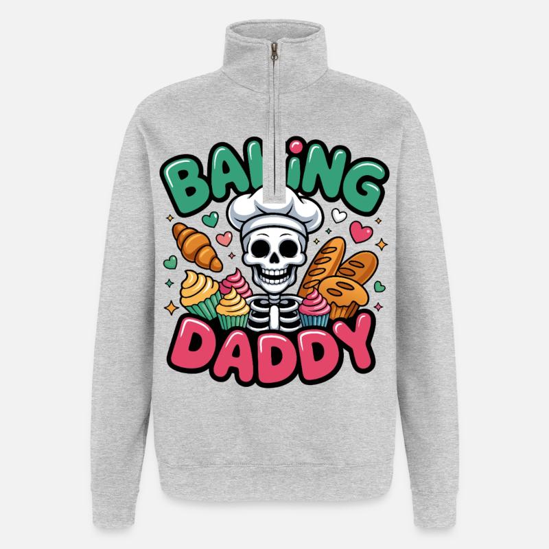 Cuisson de Daddy Skull Cook - Sweat à zip 1/4 - gris chiné