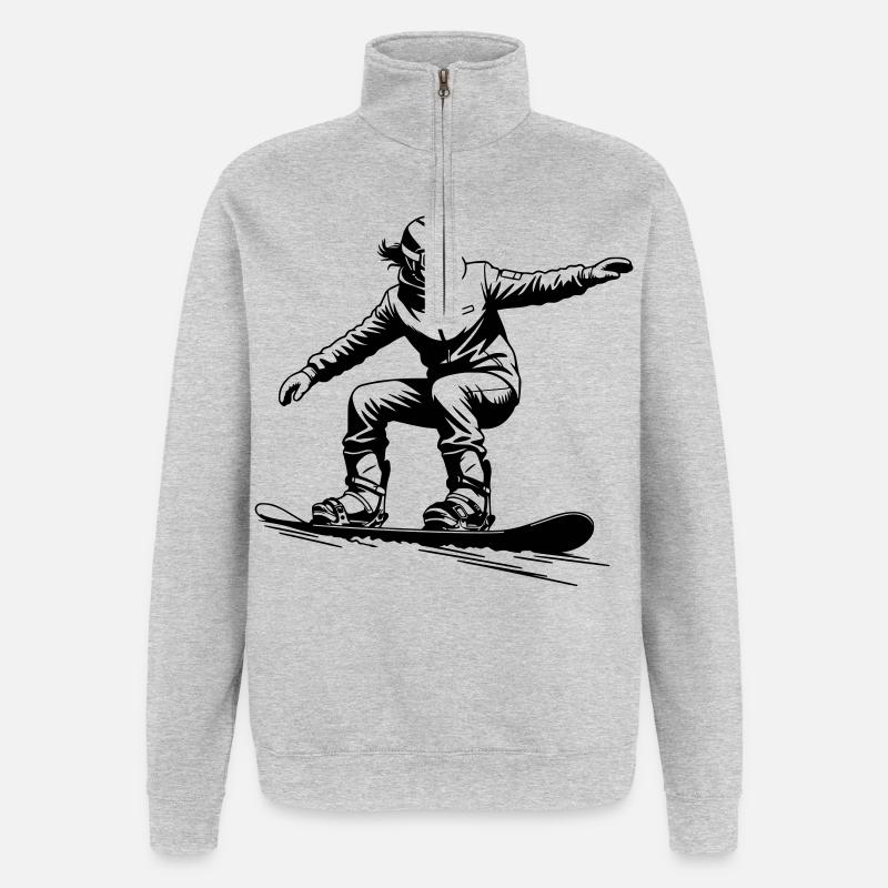 Cooler Snowboarder - Snowboard Grafik - Quarter-Zip-Sweatshirt - Grau meliert
