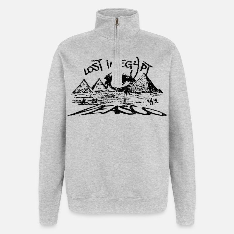 Perdu en Égypte - Sweat à zip 1/4 - gris chiné