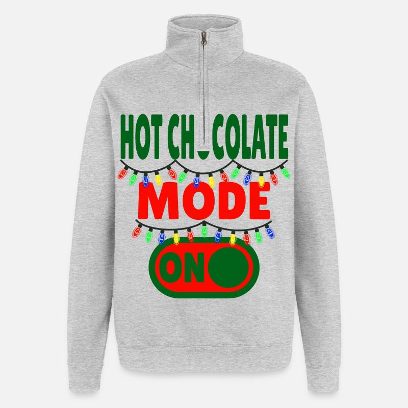 Mode chocolat chaud activé - Sweat à zip 1/4 - gris chiné