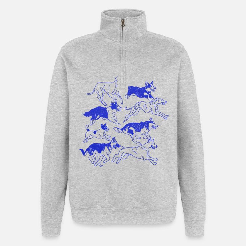 Dynamisches Hunde-Silhouetten-Rudel - Quarter-Zip-Sweatshirt - Grau meliert