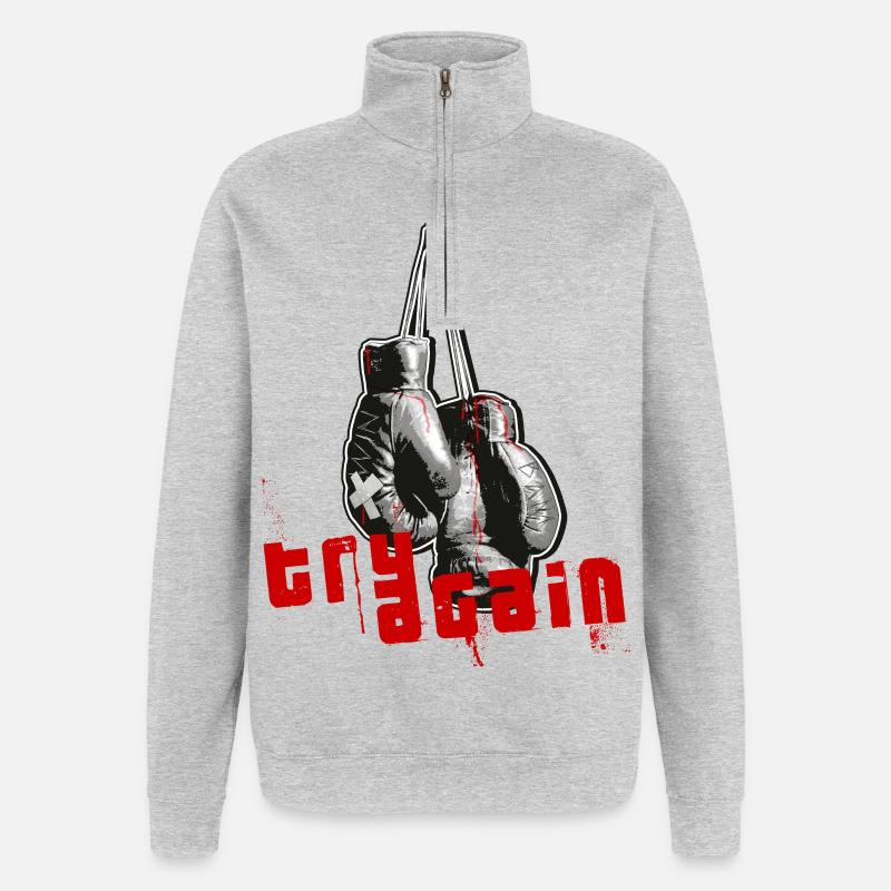 Boxe - Sweat à zip 1/4 - gris chiné
