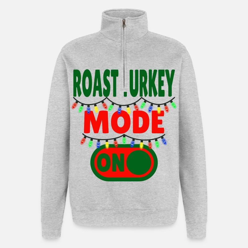 Mode dinde rôtie activé - Sweat à zip 1/4 - gris chiné