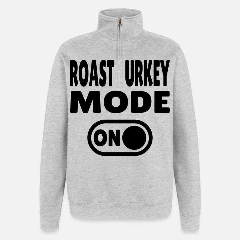 Mode dinde rôtie activé - Sweat à zip 1/4 - gris chiné