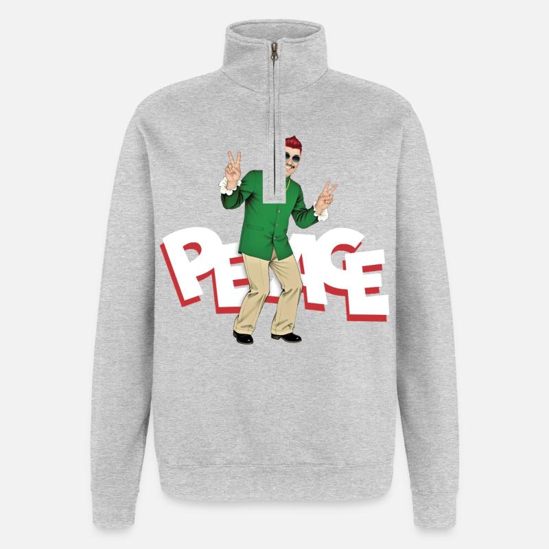 PEACE MAN – nette Leute - Quarter-Zip-Sweatshirt - Grau meliert