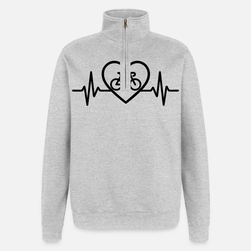 Cyclisme cardiaque – Passion pour le cyclisme - Sweat à zip 1/4 - gris chiné