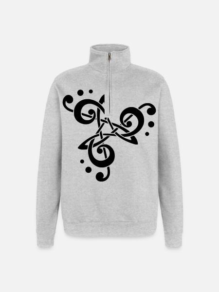 musical note in triskelion - Quarter-Zip Sweatshirt - heather grey