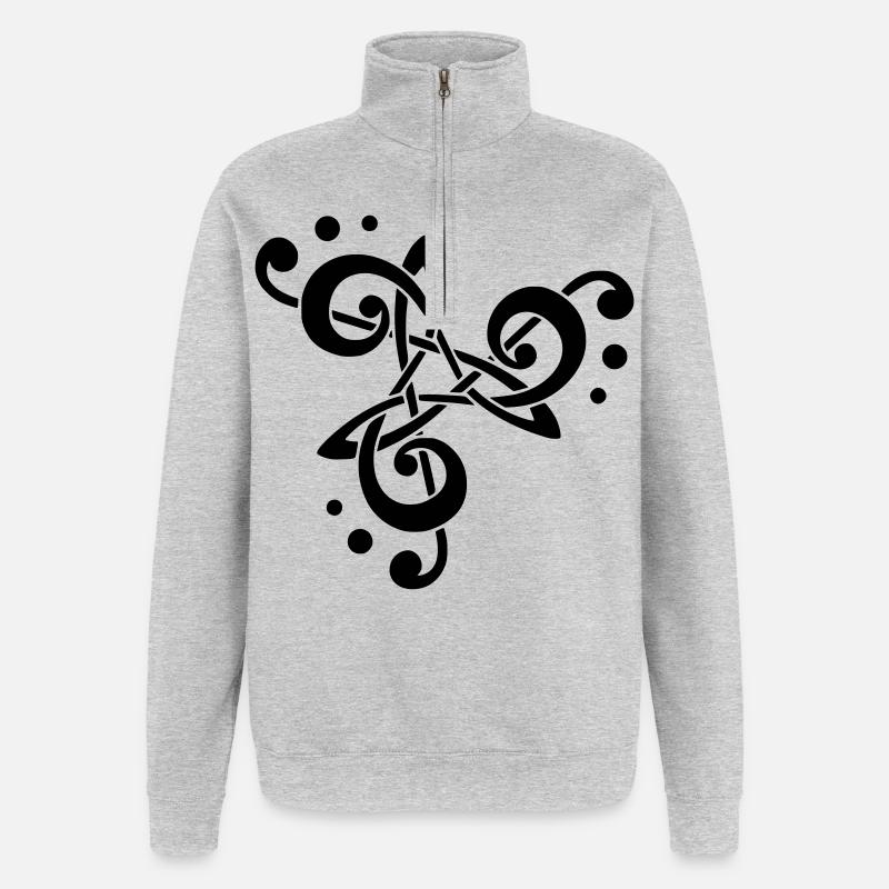 Musikalische Note in Triskelion - Quarter-Zip-Sweatshirt - Grau meliert