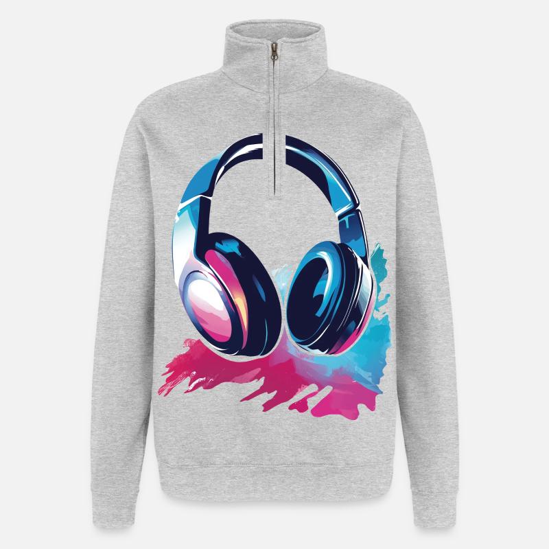 Headset Kopfhörer - Quarter-Zip-Sweatshirt - Grau meliert
