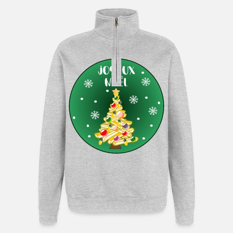 Frohe Weihnachtskartoffeln - Quarter-Zip-Sweatshirt - Grau meliert