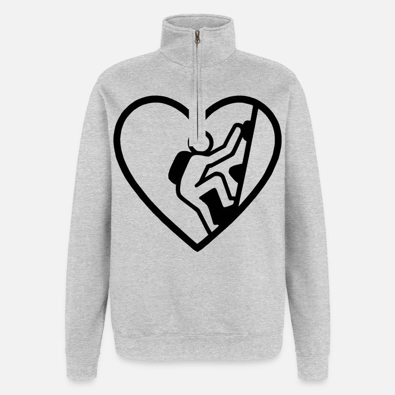 Escalade de cœur – Passion verticale - Sweat à zip 1/4 - gris chiné