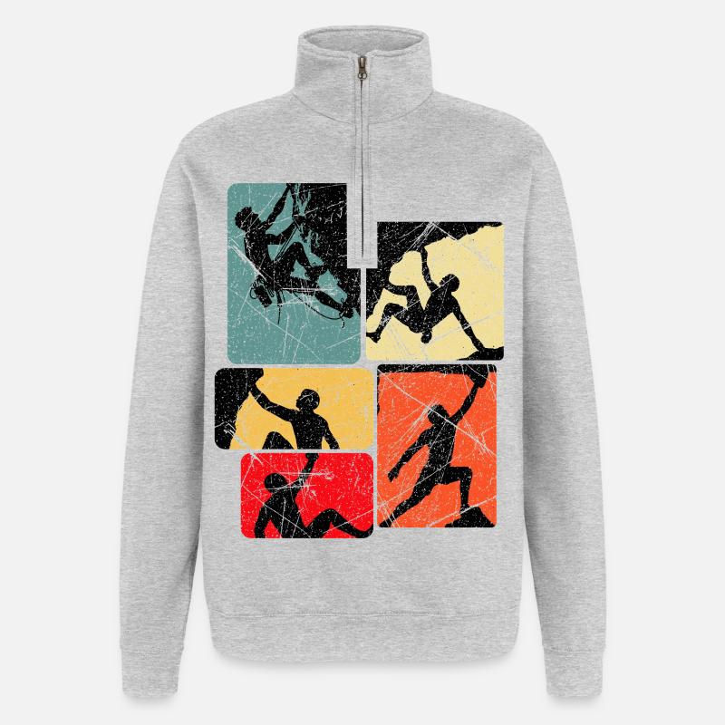 Climbing Joy Square Panel - Quarter-Zip Sweatshirt - heather grey