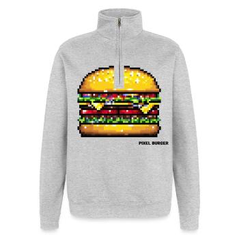 Pixel Hamburger - Quarter-Zip Sweatshirt - heather grey - Front - AI Model Female 172 light (172cm) & AI Model Male 178 dark (178cm)