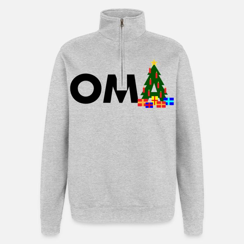 Oma Weihnachtsbaum - Quarter-Zip-Sweatshirt - Grau meliert
