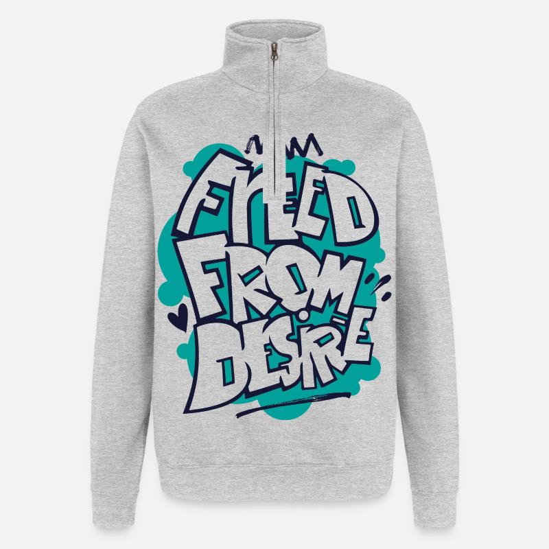 Feed From Desire Graffiti Tee - Quarter-Zip Sweatshirt - heather grey