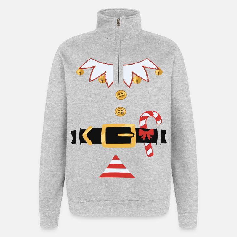 WEIHNACHTS ELF Kostüm - Quarter-Zip-Sweatshirt - Grau meliert