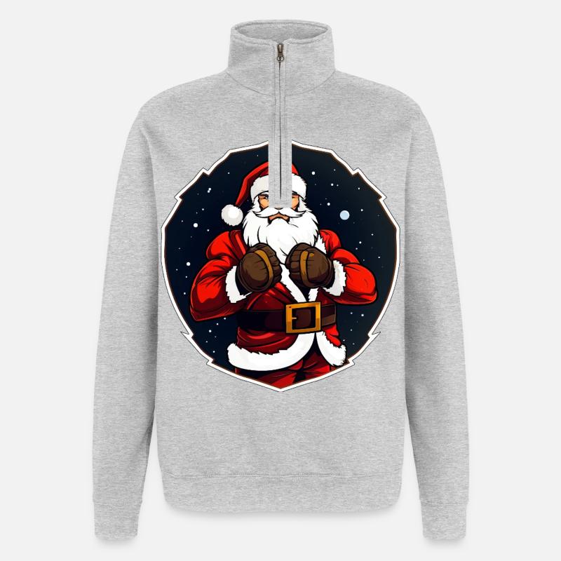 Weihnachten Fighter - Quarter-Zip-Sweatshirt - Grau meliert