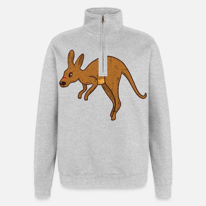 Kangaroo Vintage Rust Texture - Quarter-Zip Sweatshirt - heather grey