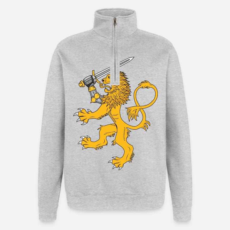 Aalto Asko Kunstheraldischer Löwe - Quarter-Zip-Sweatshirt - Grau meliert