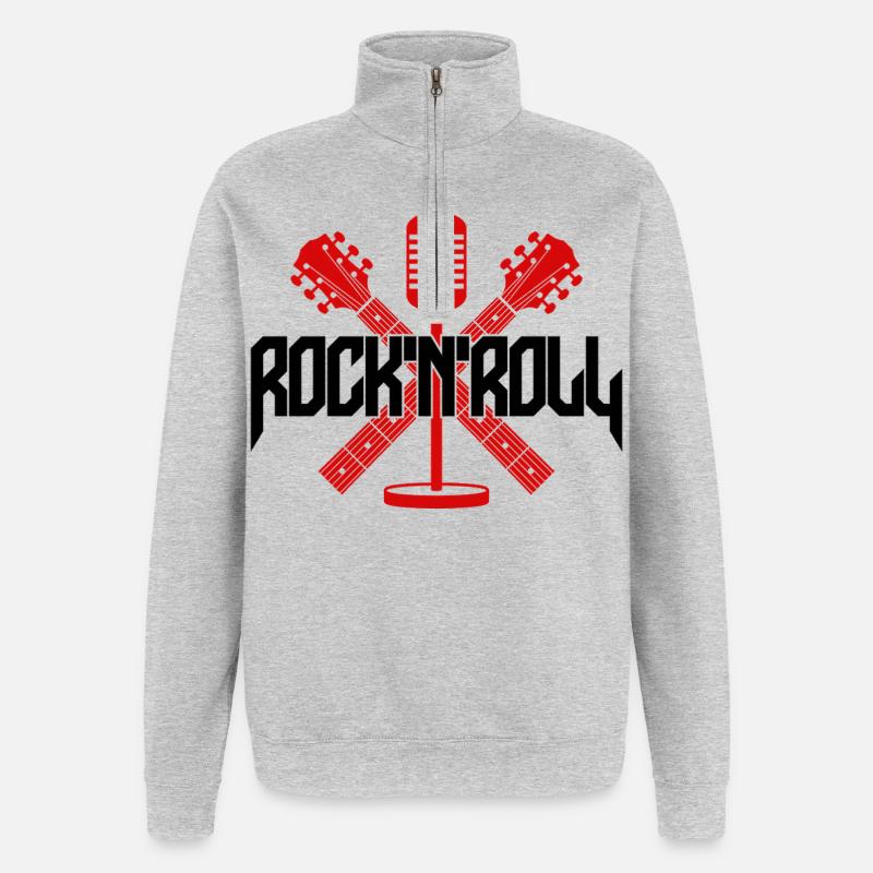 Rock 'N' Roll Microphone and Guitars - Quarter-Zip Sweatshirt - heather grey