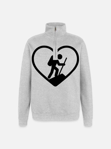 Heart hiking – nature lover - Quarter-Zip Sweatshirt - heather grey