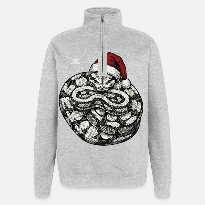 Königspython Weihnachten Ball Python Schlange - Quarter-Zip-Sweatshirt - Grau meliert