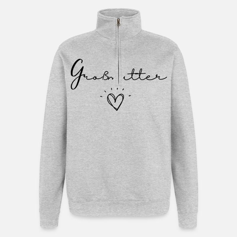 Großmutter - Quarter-Zip-Sweatshirt - Grau meliert