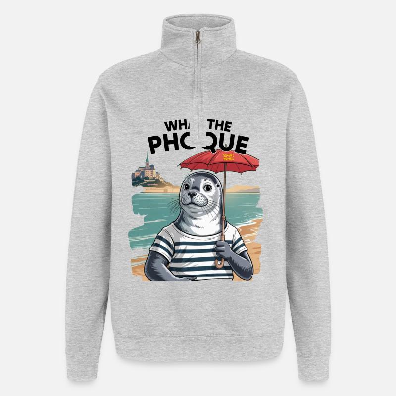Normandy Seal Pride Humor-Geschenk - Quarter-Zip-Sweatshirt - Grau meliert
