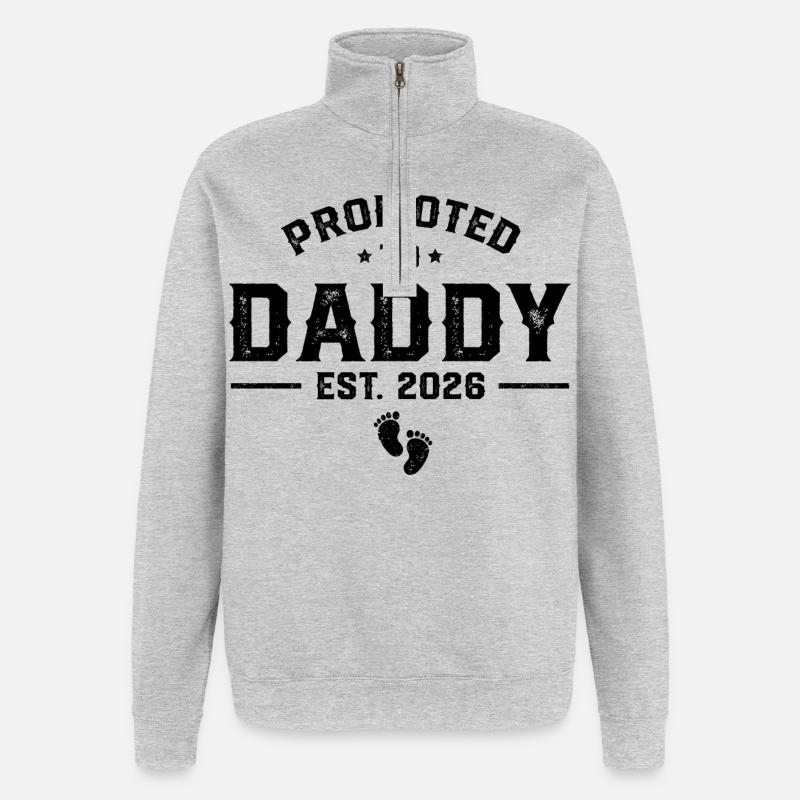 Daddy Est 2026 – Lustiges Papa  - Quarter-Zip-Sweatshirt - Grau meliert