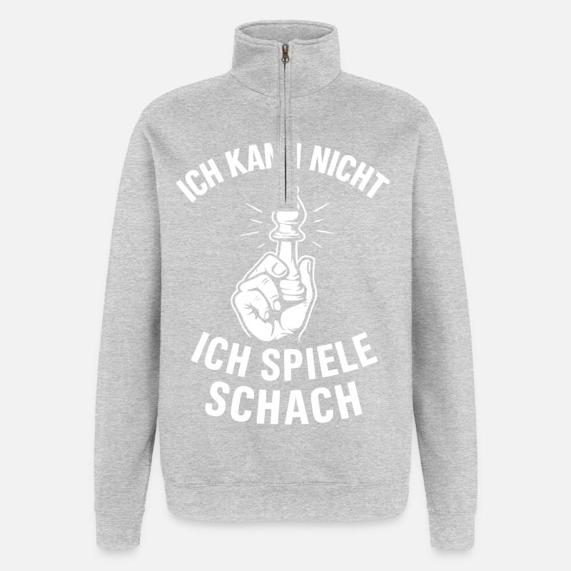 Schach Ausrede - Quarter-Zip-Sweatshirt - Grau meliert