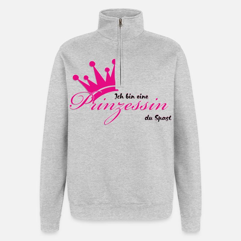 Je suis une princesse - Sweat à zip 1/4 - gris chiné