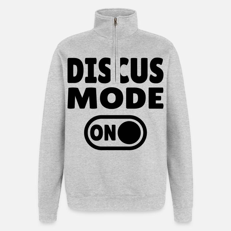 Discus Mode ON - Diskuswerfer - Quarter-Zip-Sweatshirt - Grau meliert
