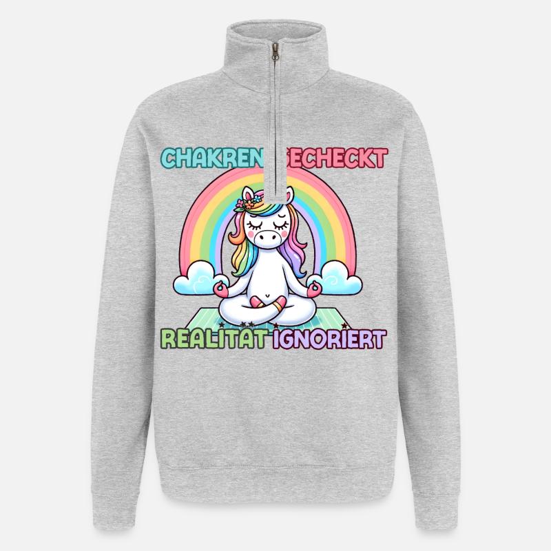 Chakras vérifiés – réalité ignorée - Sweat à zip 1/4 - gris chiné