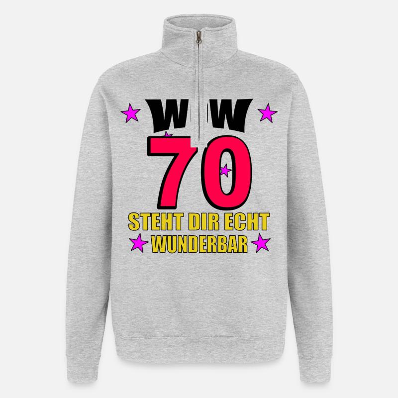 70er Jubiläum Steht Dir Wunderbar - Quarter-Zip-Sweatshirt - Grau meliert