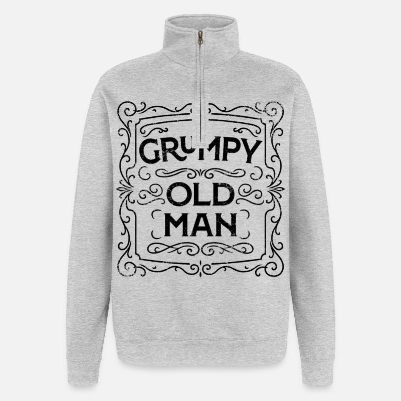 GRUMPY OLD MAN - Sweat à zip 1/4 - gris chiné