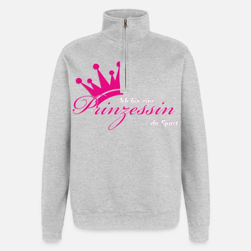 Ich bin eine Prinzessin - Quarter-Zip-Sweatshirt - Grau meliert