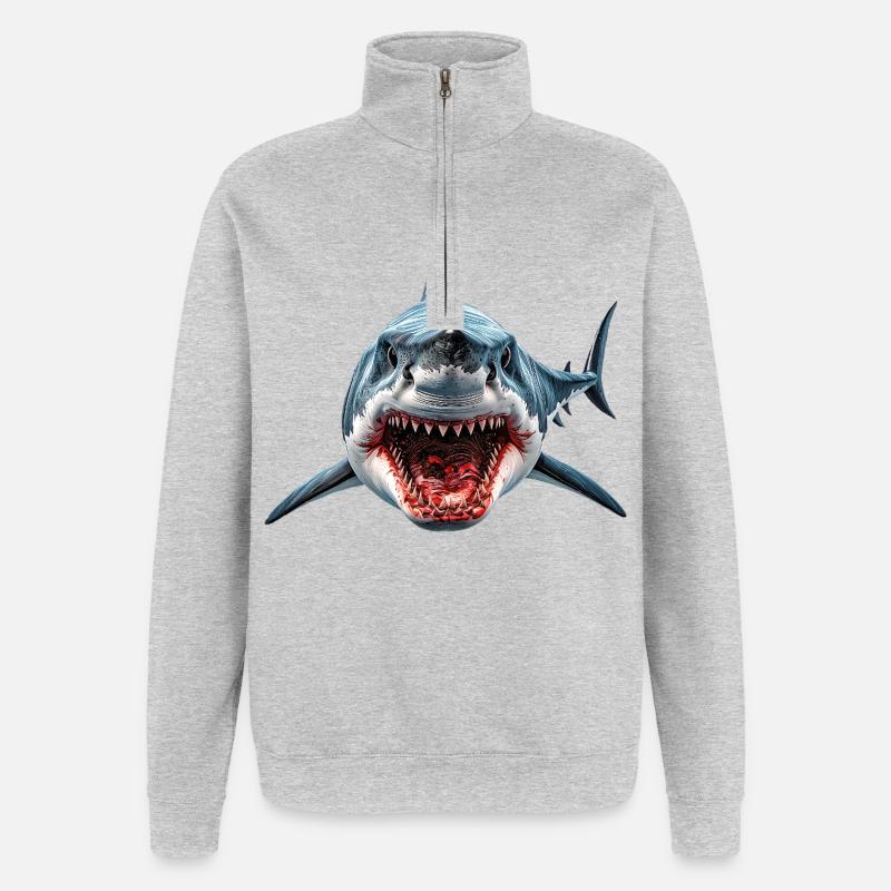 Requin - Sweat à zip 1/4 - gris chiné