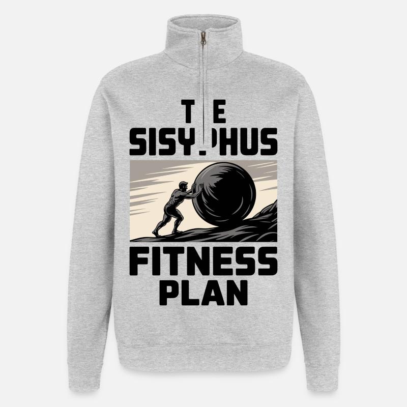 Schieben eines riesigen Balls - Quarter-Zip-Sweatshirt - Grau meliert