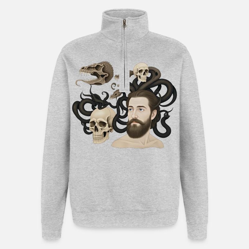 THE DAMNED #2 – dunkle Hölle - Quarter-Zip-Sweatshirt - Grau meliert