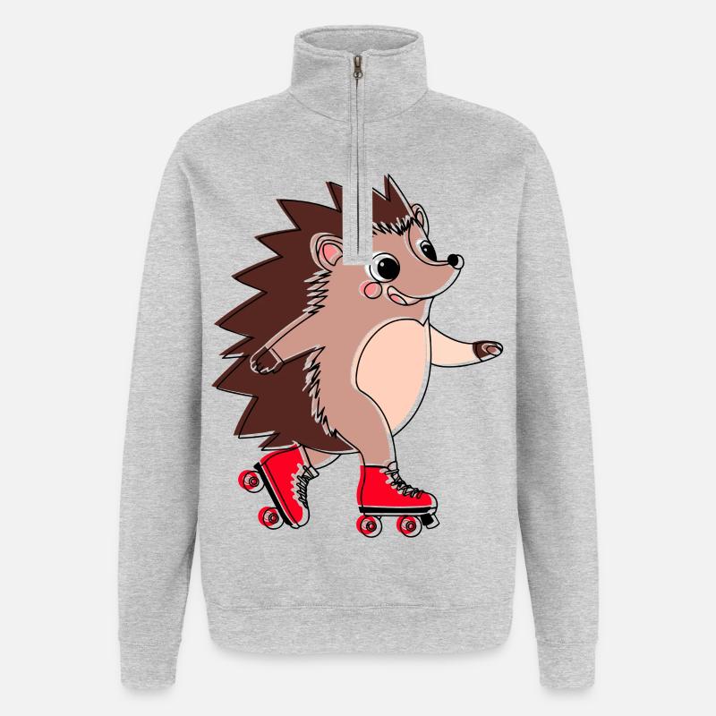 Hérisson en roller - Niglo en roller  - Sweat à zip 1/4 - gris chiné