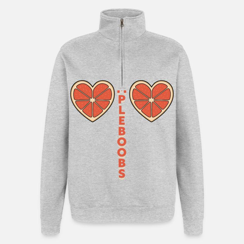 Pampleboobs – Fun design with grapefruit - Quarter-Zip Sweatshirt - heather grey