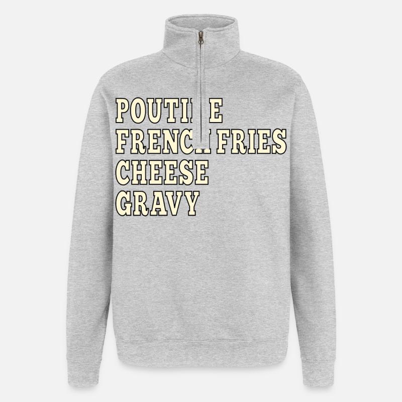 Poutine de restauration rapide canadienne - Sweat à zip 1/4 - gris chiné