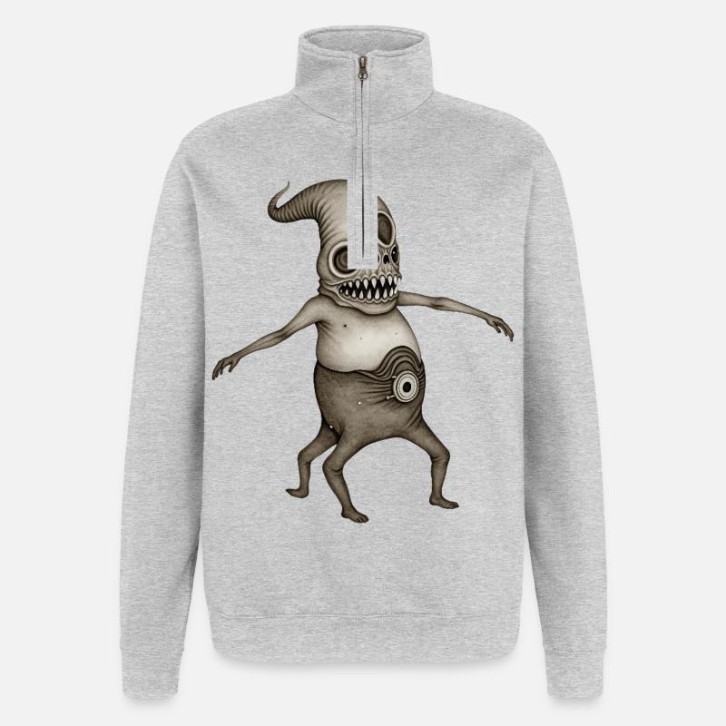 BUG #13 - dark hell - Quarter-Zip Sweatshirt - heather grey